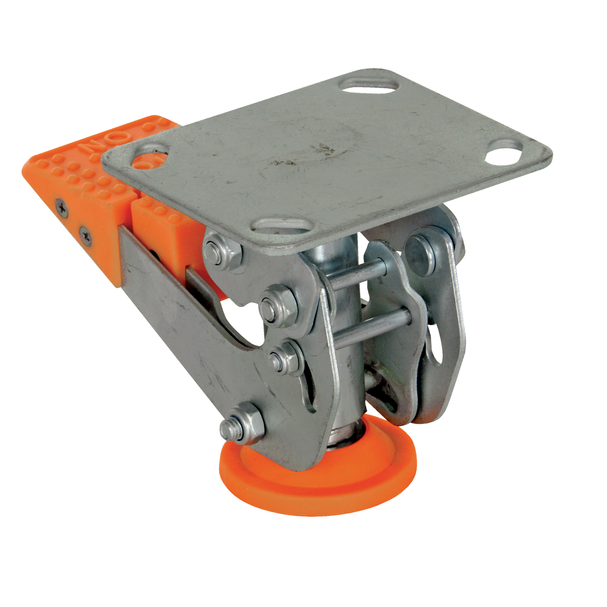 Vestil Steel Floor Lock - 4.625in. Retracted Height, 5.75in. Extended Height, Thermoplastic Polyurethane Base, Silver, Model# FL-LKH-4